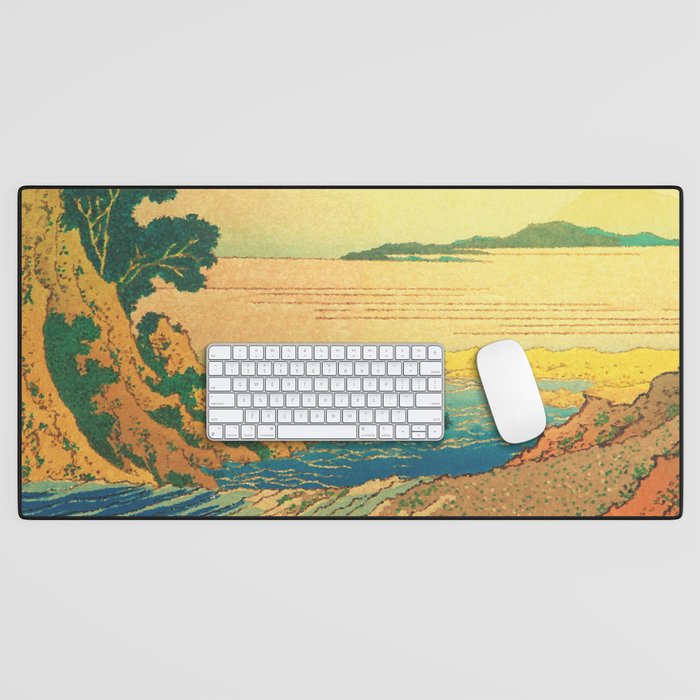 Waters of Goh - Ocean Nature Landscape in Yellow and Blue Desk Mat