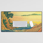 Waters of Goh - Ocean Nature Landscape in Yellow and Blue Desk Mat Gallery Image 1