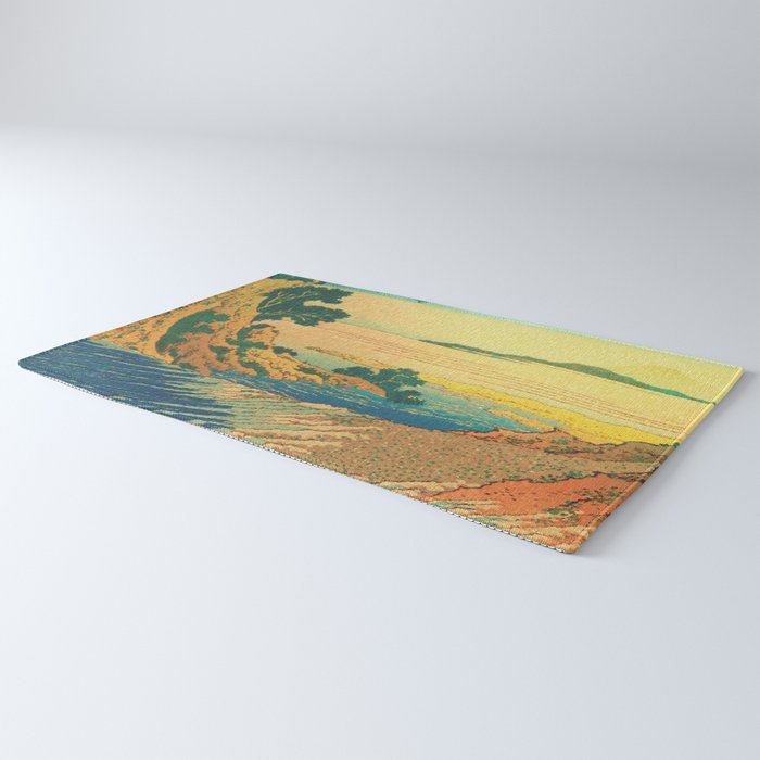 Waters of Goh - Ocean Nature Landscape in Yellow and Blue Rug Gallery Image 3