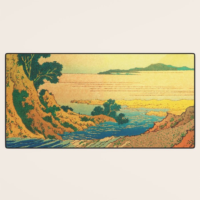 Waters of Goh - Ocean Nature Landscape in Yellow and Blue Desk Mat Gallery Image 3