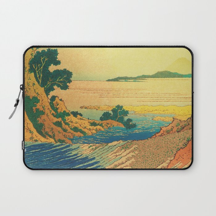 Waters of Goh - Ocean Nature Landscape in Yellow and Blue Laptop Sleeve Gallery Image 1