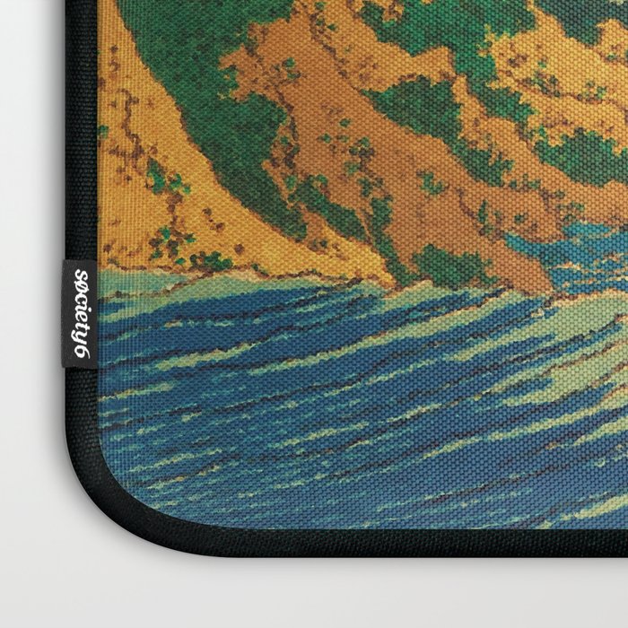 Waters of Goh - Ocean Nature Landscape in Yellow and Blue Laptop Sleeve Gallery Image 3