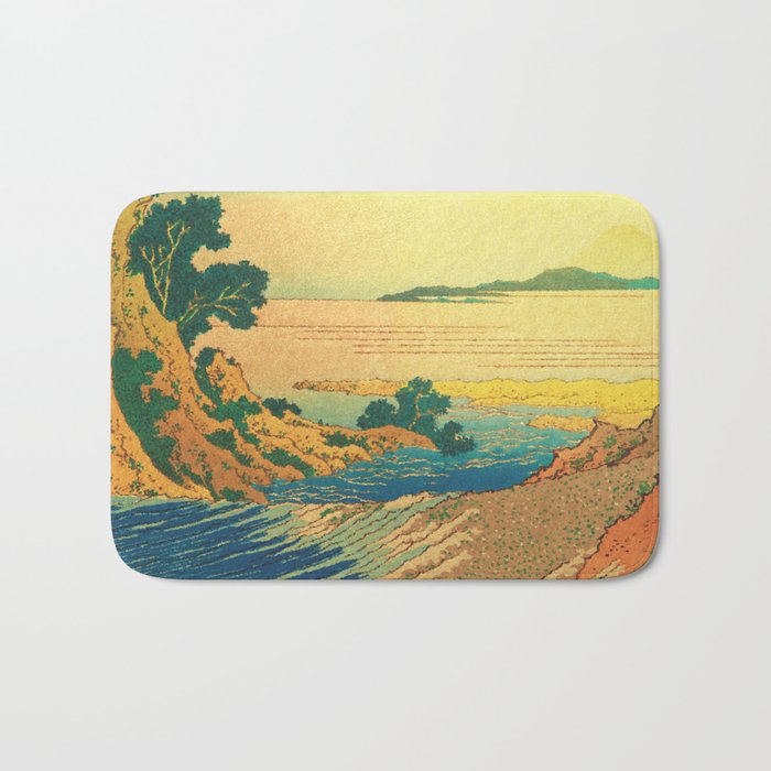 Waters of Goh - Ocean Nature Landscape in Yellow and Blue Bath Mat Gallery Image 1