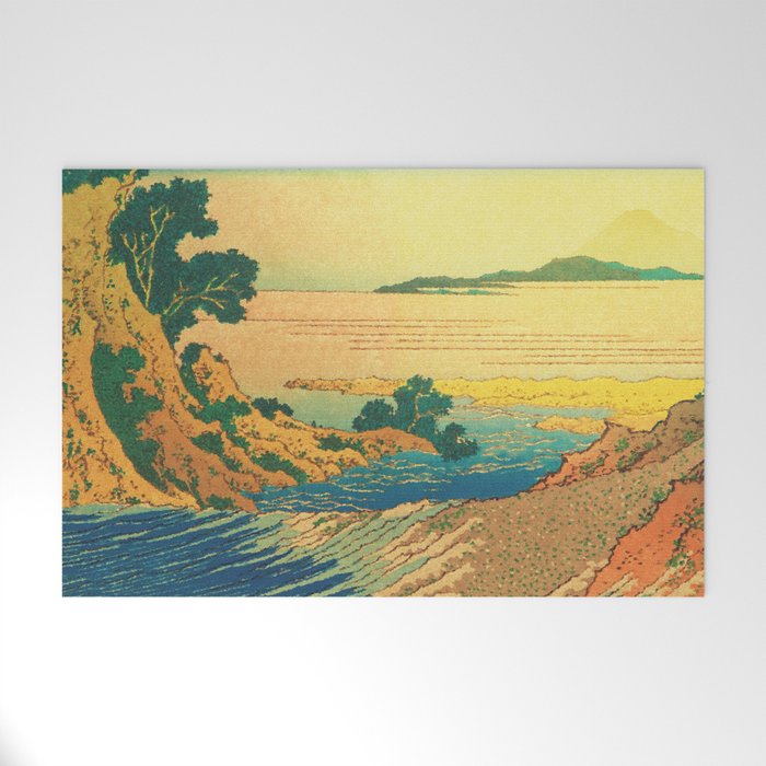 Waters of Goh - Ocean Nature Landscape in Yellow and Blue Welcome Mat Gallery Image 1