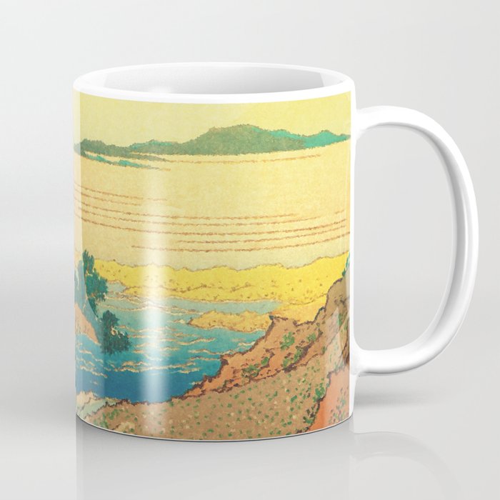 Waters of Goh - Ocean Nature Landscape in Yellow and Blue Coffee Mug Gallery Image 1
