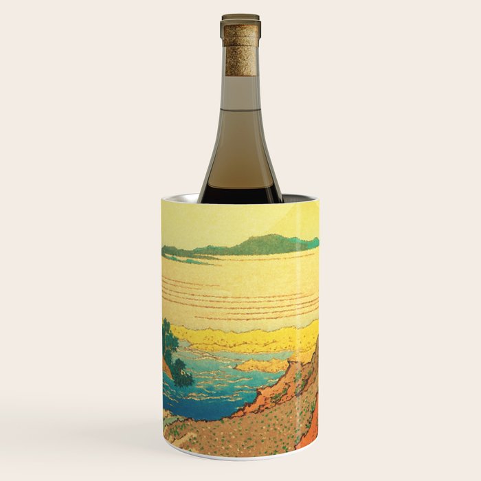 Waters of Goh - Ocean Nature Landscape in Yellow and Blue Wine Chiller Gallery Image 3