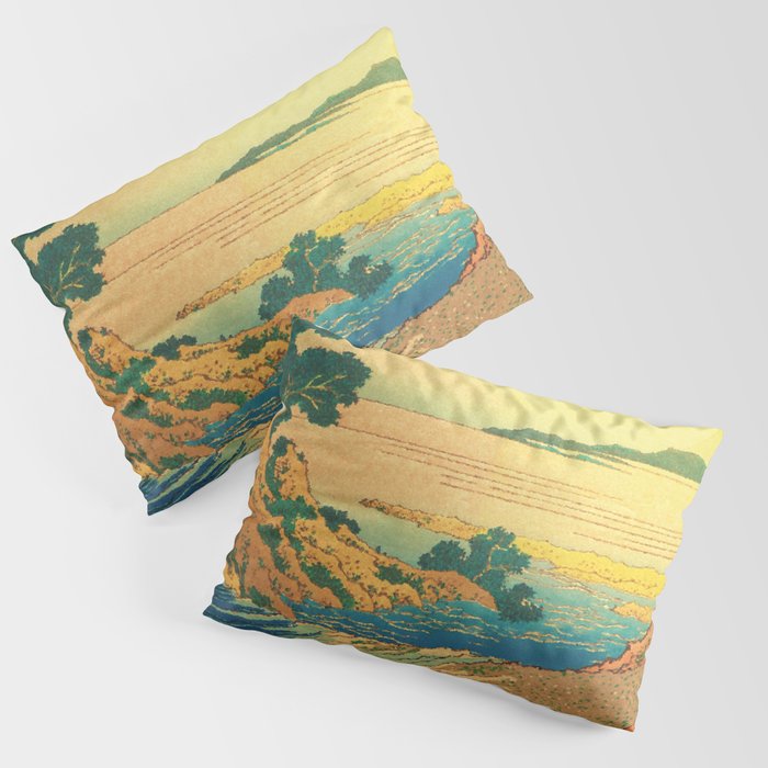 Waters of Goh - Ocean Nature Landscape in Yellow and Blue Pillow Sham Gallery Image 3