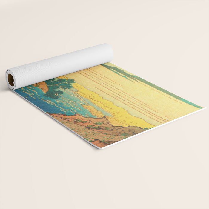 Waters of Goh - Ocean Nature Landscape in Yellow and Blue Yoga Mat Gallery Image 2