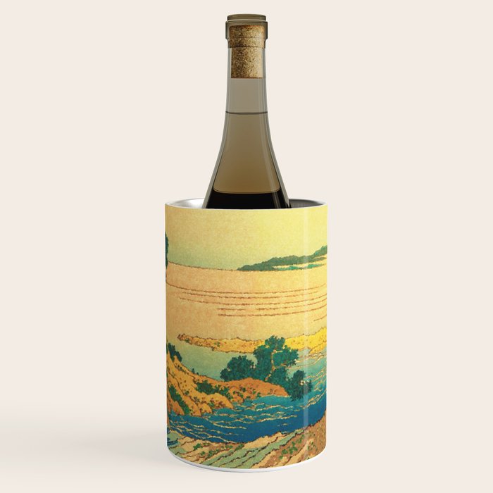 Waters of Goh - Ocean Nature Landscape in Yellow and Blue Wine Chiller Gallery Image 1