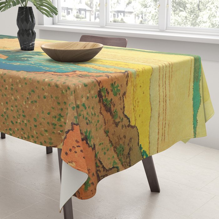 Waters of Goh - Ocean Nature Landscape in Yellow and Blue Tablecloth Gallery Image 3