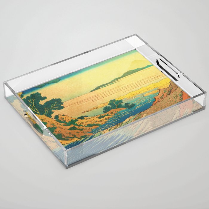 Waters of Goh - Ocean Nature Landscape in Yellow and Blue Acrylic Tray Gallery Image 1