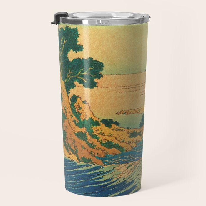 Waters of Goh - Ocean Nature Landscape in Yellow and Blue Travel Mug Gallery Image 3