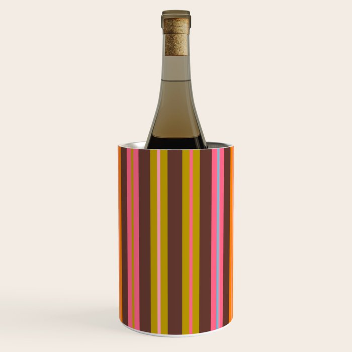 Eclectic Double Stripes Colorful Vertical Pattern with Brown Wine Chiller Gallery Image 1