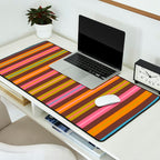 Eclectic Double Stripes Colorful Vertical Pattern with Brown Desk Mat Gallery Image 2
