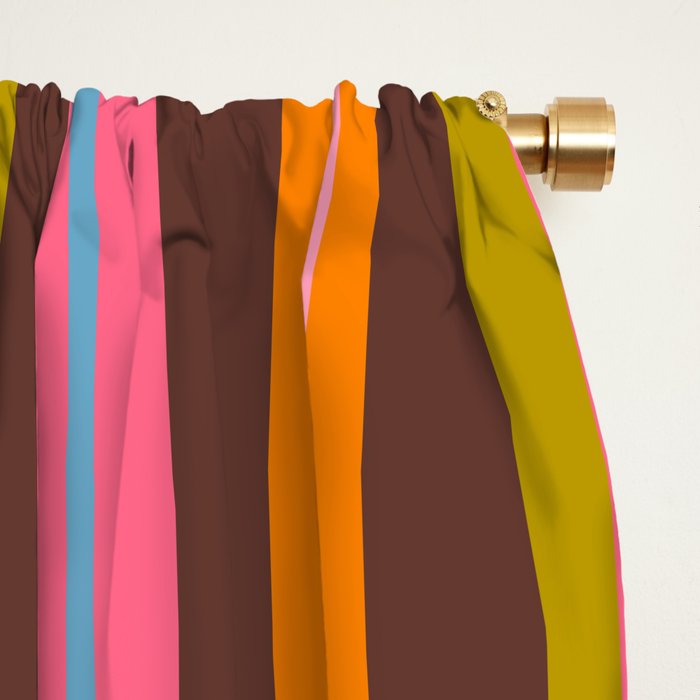 Eclectic Double Stripes Colorful Vertical Pattern with Brown Window Curtain Gallery Image 2