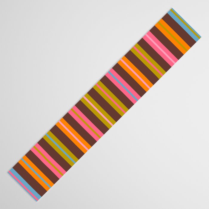 Eclectic Double Stripes Colorful Vertical Pattern with Brown Table Runner Gallery Image 3