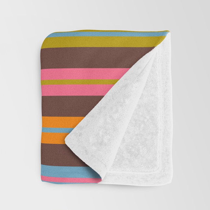 Eclectic Double Stripes Colorful Vertical Pattern with Brown Throw Blanket Gallery Image 3