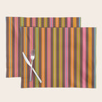 Eclectic Double Stripes Colorful Vertical Pattern with Brown Placemat Gallery Image 1