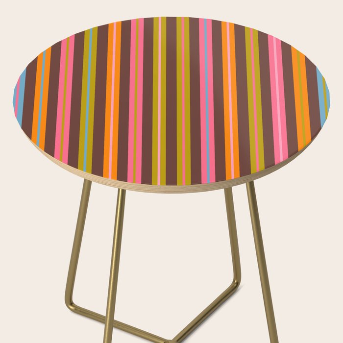 Eclectic Double Stripes Colorful Vertical Pattern with Brown Side Table Gallery Image 2