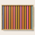 Eclectic Double Stripes Colorful Vertical Pattern with Brown Serving Tray Gallery Image 1