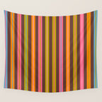 Eclectic Double Stripes Colorful Vertical Pattern with Brown Wall Tapestry Gallery Image 4