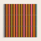 Eclectic Double Stripes Colorful Vertical Pattern with Brown Wood Wall Art Gallery Image 1