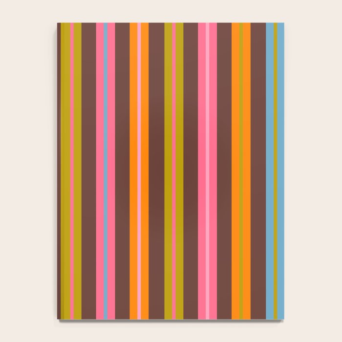 Eclectic Double Stripes Colorful Vertical Pattern with Brown Notebook Gallery Image 4
