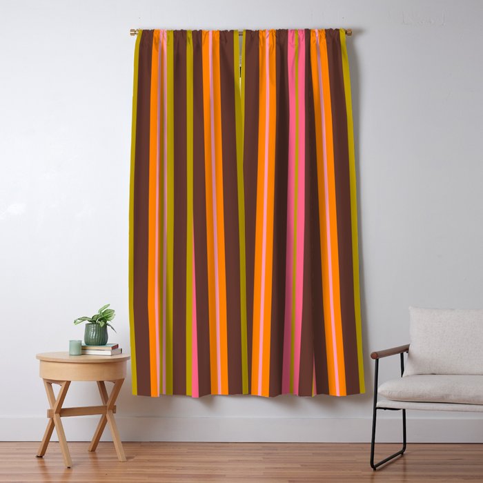 Eclectic Double Stripes Colorful Vertical Pattern with Brown Window Curtain Gallery Image 5
