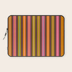 Eclectic Double Stripes Colorful Vertical Pattern with Brown Laptop Sleeve Gallery Image 1