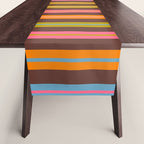 Eclectic Double Stripes Colorful Vertical Pattern with Brown Table Runner Gallery Image 1