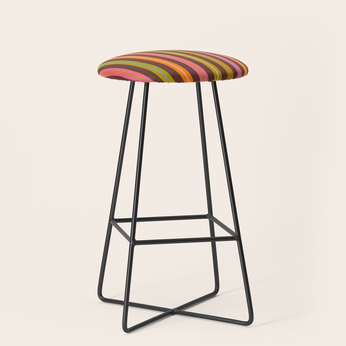Eclectic Double Stripes Colorful Vertical Pattern with Brown Stool Gallery Image 1