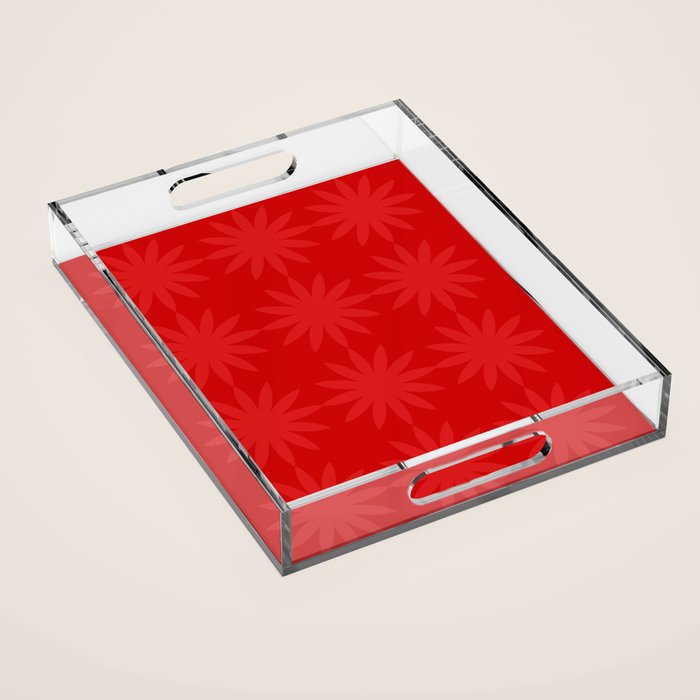 Red Star flower 2 Acrylic Tray Gallery Image 1