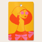 Bold and Bright - Afro Woman Portrait in Hot Pink and Orange Cutting Board Gallery Image 1
