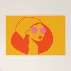 Bold and Bright - Afro Woman Portrait in Hot Pink and Orange Welcome Mat Gallery Image 1