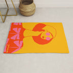 Bold and Bright - Afro Woman Portrait in Hot Pink and Orange Rug Gallery Image 1