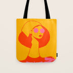 Bold and Bright - Afro Woman Portrait in Hot Pink and Orange Tote Bag Gallery Image 1