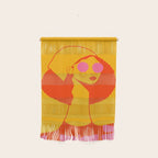 Bold and Bright - Afro Woman Portrait in Hot Pink and Orange Wall Hanging Gallery Image 1