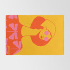 Bold and Bright - Afro Woman Portrait in Hot Pink and Orange Rug Gallery Image 2