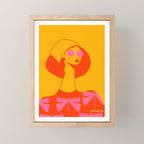 Bold and Bright - Afro Woman Portrait in Hot Pink and Orange Mini Art Print Gallery Image 1