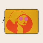 Bold and Bright - Afro Woman Portrait in Hot Pink and Orange Laptop Sleeve Gallery Image 1