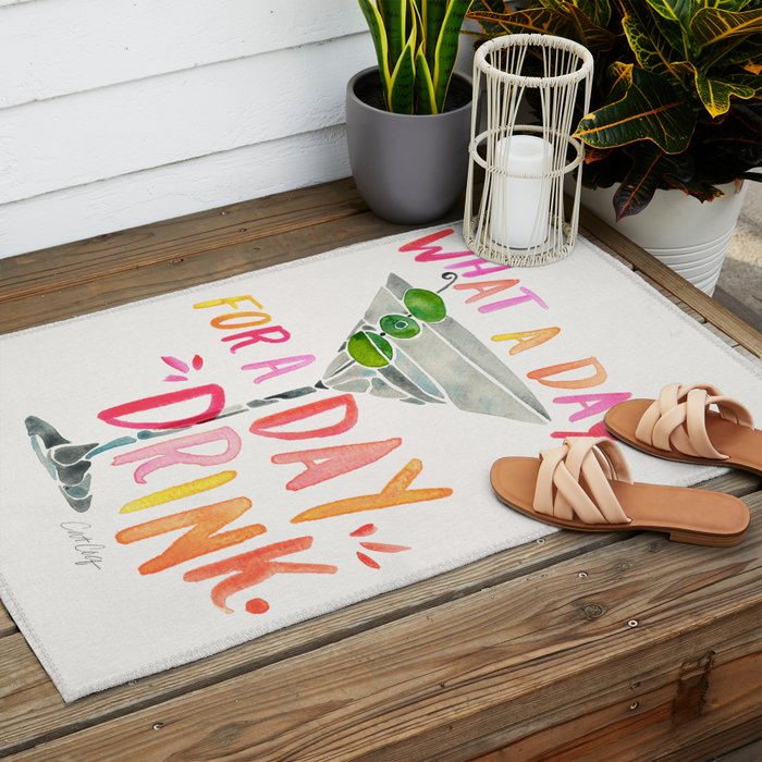 What a Day for a Day Drink â Melon Typography Outdoor Rug Gallery Image 2