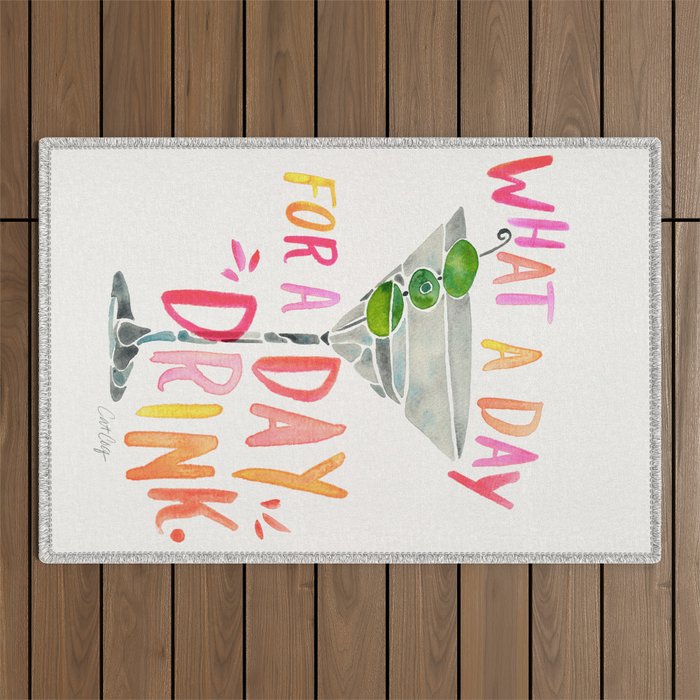 What a Day for a Day Drink â Melon Typography Outdoor Rug Gallery Image 1