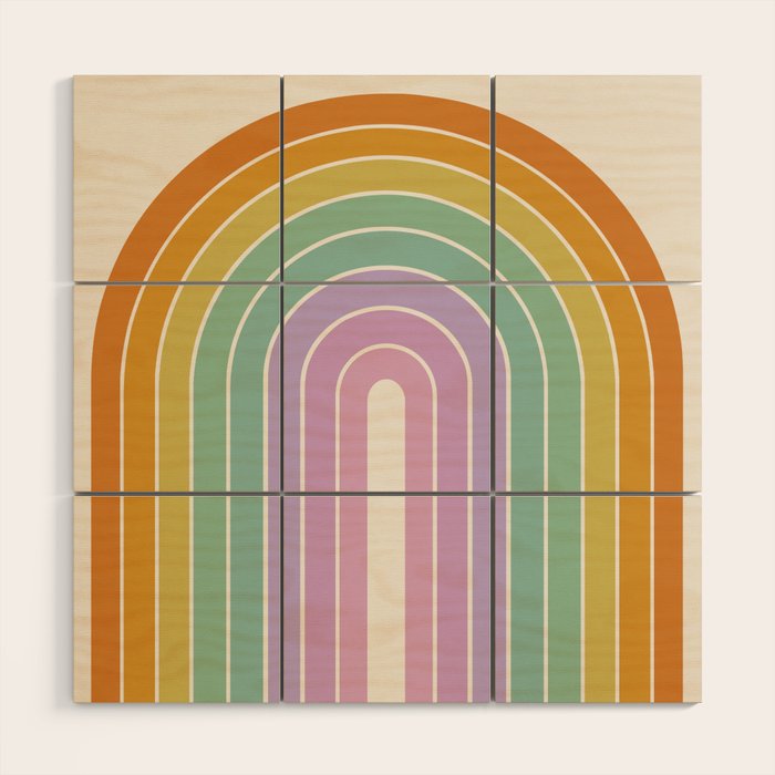 Gradient Arch XV Tropical Mid Century Modern Rainbow Wood Wall Art Gallery Image 1