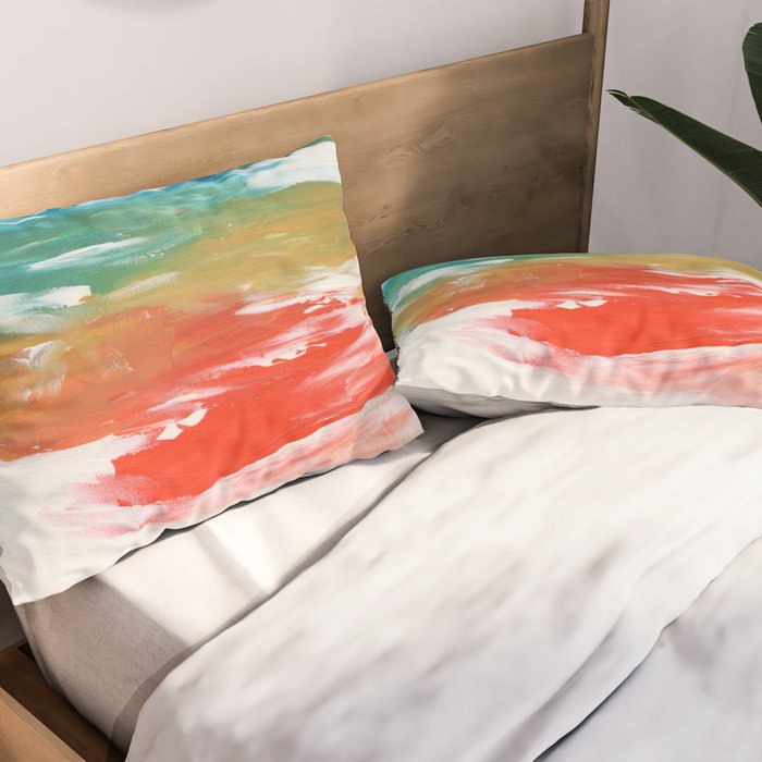 Ejaaz Haniff Colorful Abstract Acrylic Painting 'Storm In Paradise' Pillow Sham Gallery Image 2