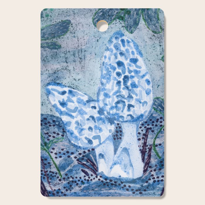 Little Morel Mushrooms in Blue Night Cutting Board Gallery Image 1