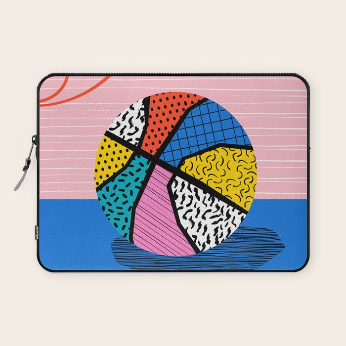 Dish - memphis art print, basketball art print, sports art print, 80s art prints, retro art Laptop Sleeve Gallery Image 1