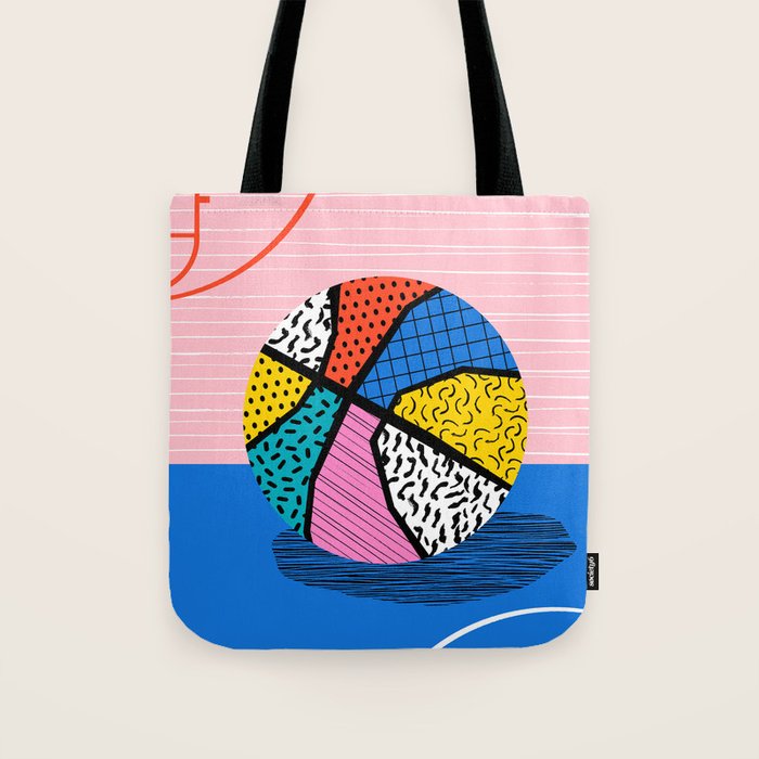 Dish - memphis art print, basketball art print, sports art print, 80s art prints, retro art Tote Bag Gallery Image 1