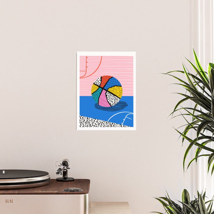 Dish - memphis art print, basketball art print, sports art print, 80s art prints, retro art Poster Gallery Image 2