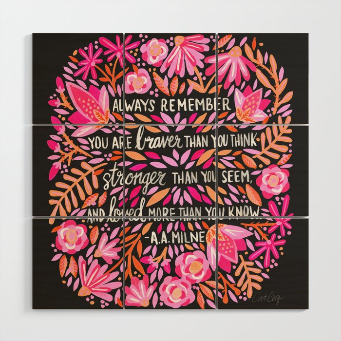 Always Remember - Pink & Charcoal Palette Wood Wall Art Gallery Image 1