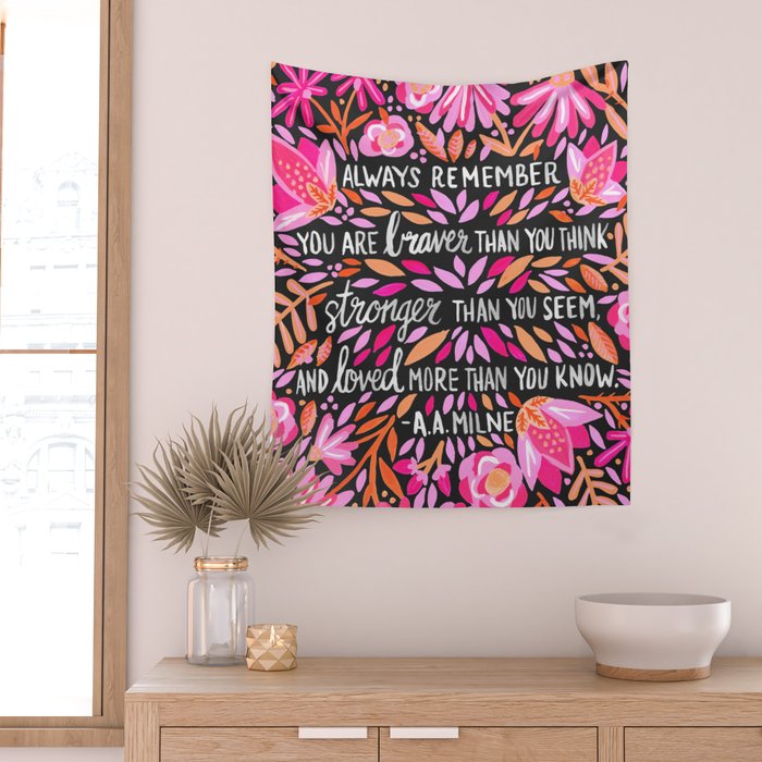 Always Remember - Pink & Charcoal Palette Wall Tapestry Gallery Image 2